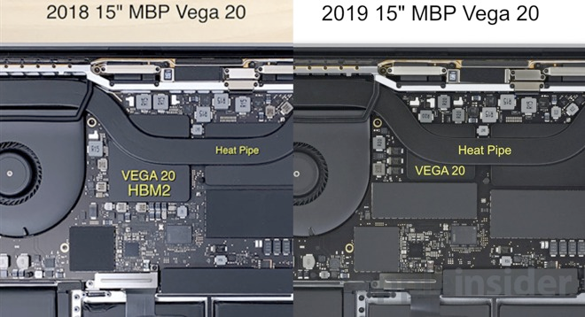 Macbook 2018 vs 2019 thermal pipe design