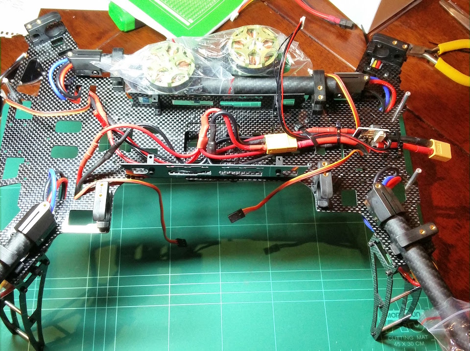 quadcopter frame with assembled electrics